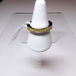 NWT JTV Rhodium Plated S/S Bella Luce Yellow Simulated Diamond Band Sz 10